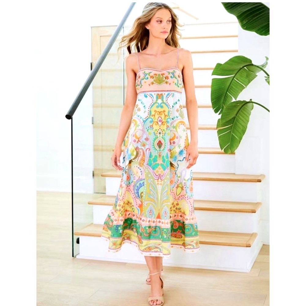 Antonio Melani NWT SZ 10 Anne Printed Midi Dress Multicolor Citrus Bliss Paisley